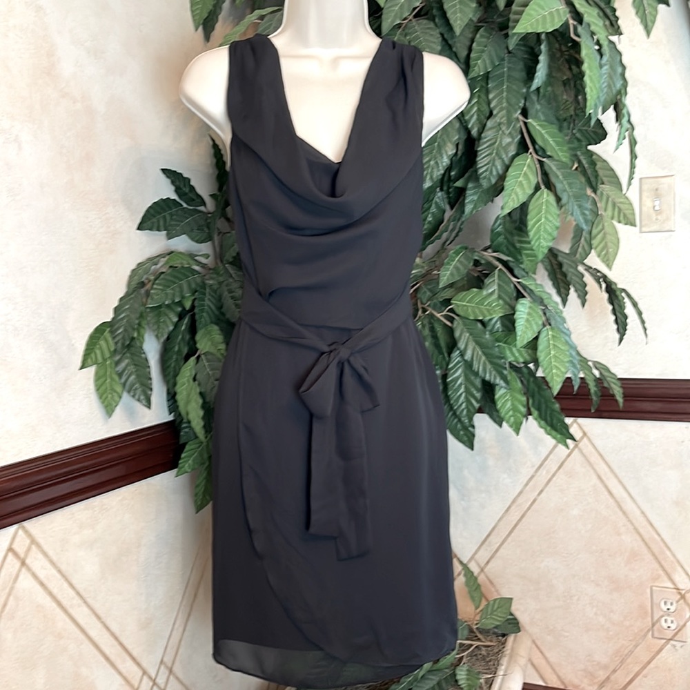 THE LIMITED DRAPE NECK BLACK DRESS